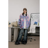 Unisex Jacket Retro Washed Denim Jacket Men and Women Turn-down Collar Coat